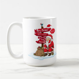 Caneca De Café Tired Santa Large Coffee Mug 15 oz Gift