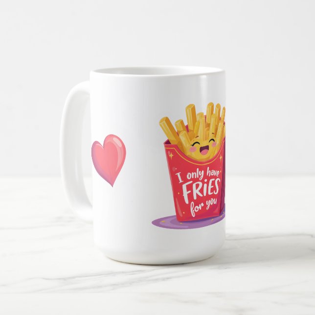 Caneca De Café Tirinha de Dia dos Namorados de Batata Frita Franc (Frente Esquerda)