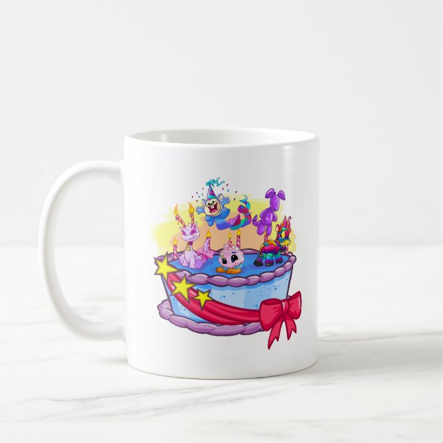 Caneca De Café Tiro do grupo do bolo de aniversário (Esquerda)