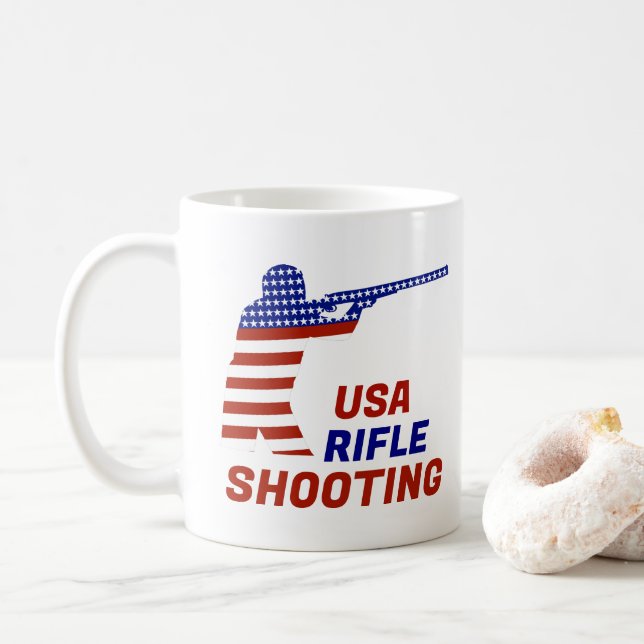 Caneca De Café Tiro Rifle Patriótico EUA (Com Donut)