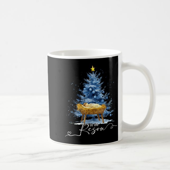 Caneca De Café Tis The Reason Jesu Christian Christmas Tree Nativ (Direita)