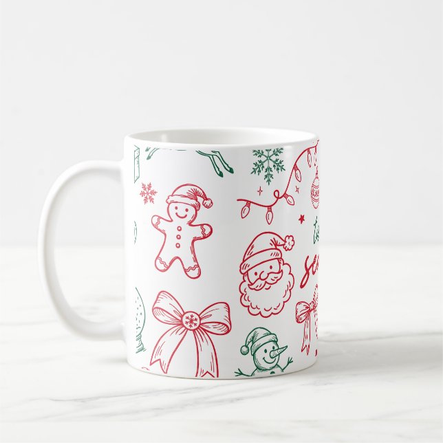 Caneca De Café Tis the Season - Christmas Doodle (Esquerda)