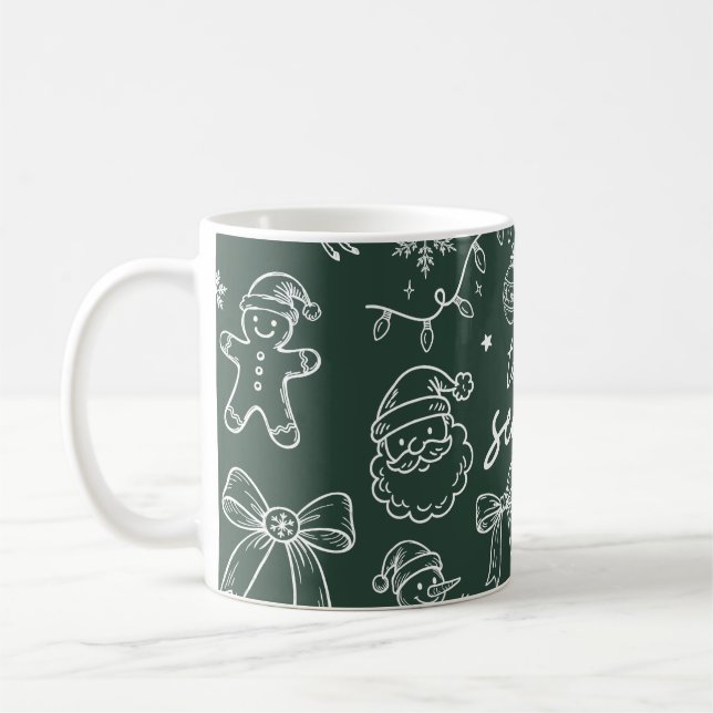 Caneca De Café Tis the Season - Christmas Doodle (Esquerda)