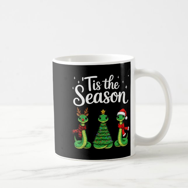 Caneca De Café Tis The Season Green Snake Christmas Santa  (Direita)