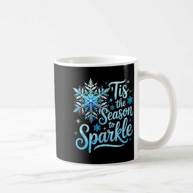 Caneca De Café Tis The Season To Sparkle Xmas Snowflakes Christma (Direita)