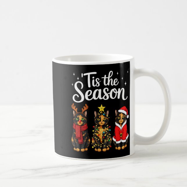 Caneca De Café Tis The Season Tortoiseshell Cat Christmas Santa  (Direita)