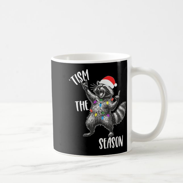 Caneca De Café Tism The Season Raccoon Rock Santa Hat Autism Chri (Direita)