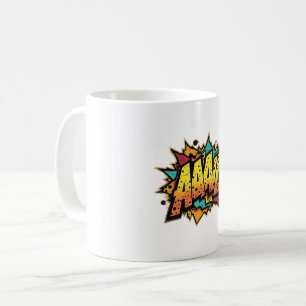 Caneca De Café Título: "Comic Book Burst: AAAL!" Pop Art
