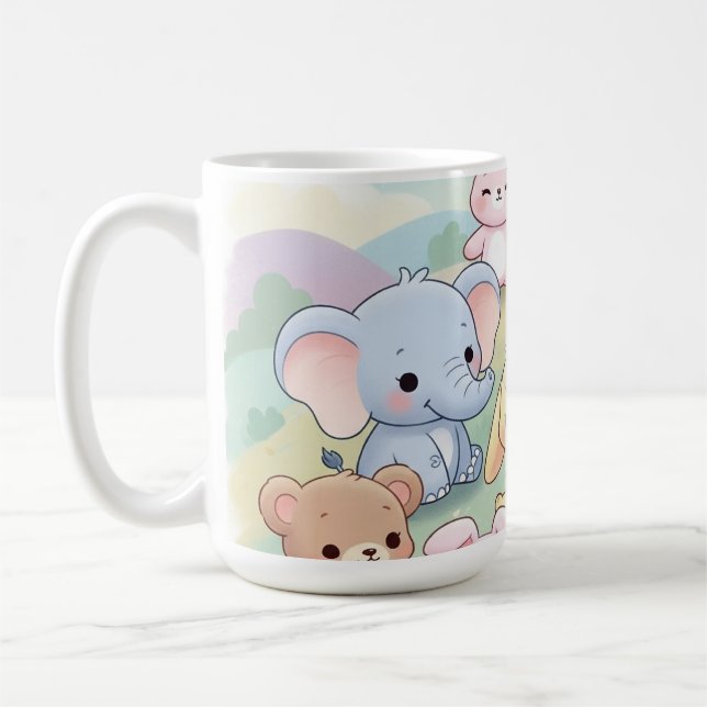 Caneca De Café Título Cute Pastel Nursery Animal Mug ☕️ (Esquerda)