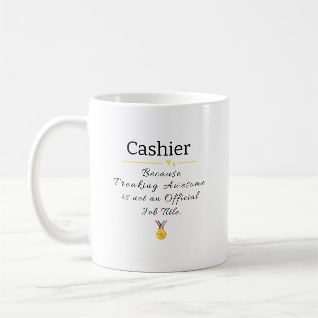 Caneca De Café Título de Trabalho Incrível do Freaking Cashier (Esquerda)