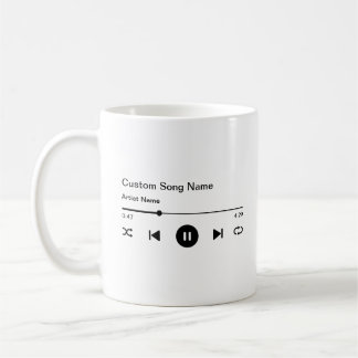 Caneca De Café Título do Nome da Música Personalizada e Player de