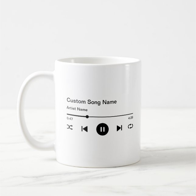 Caneca De Café Título do Nome da Música Personalizada e Player de (Esquerda)
