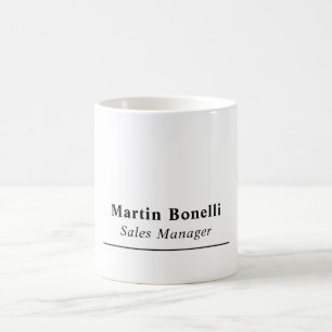 Caneca De Café Título Nome Preto e Branco Profissional Moderno