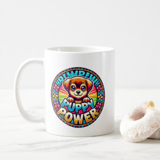 Caneca De Café Título: Puppy Power - Cute & Colorful Dog