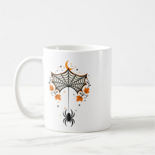 Caneca De Café TítuloTeia de Aranha Vintage & Lua Crescente   Ret
