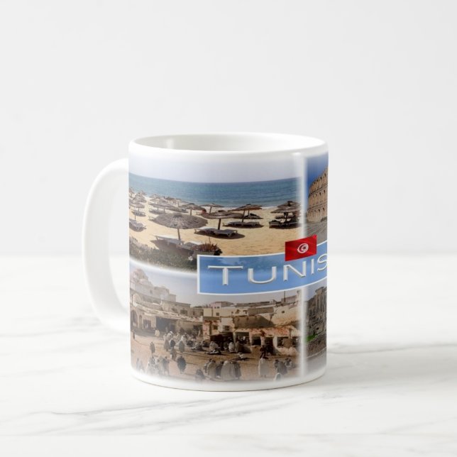 Caneca De Café TN Tunísia - (Frente Esquerda)