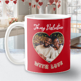 Caneca De Café To My Valentine With Love Custom Heart Photo Red