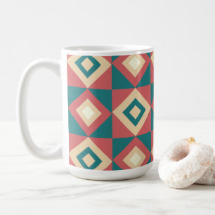 Caneca De Café Toalha de cozinha Blue Peach Diamond Geometric