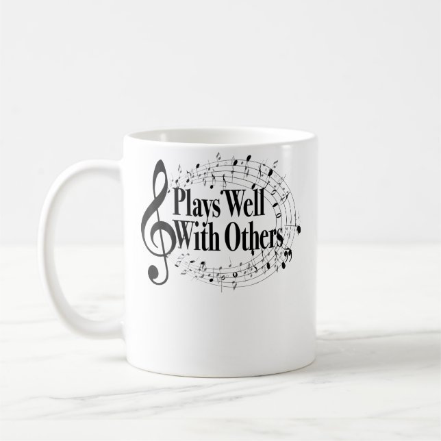 Caneca De Café Toca Bem Com Outros Clef de Treble Banda Orquestra (Esquerda)