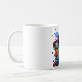 Caneca De Café Toca Violão Cósmico Sozinho Alien Arte de Música E
