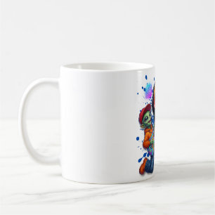 Caneca De Café Toca Violão Cósmico Sozinho Alien Arte de Música E