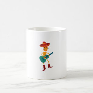 Caneca De Café Toca violão esqueleto festivo
