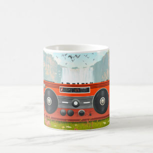 Caneca De Café Tocadores de cassete de rádio portátil estilo retr