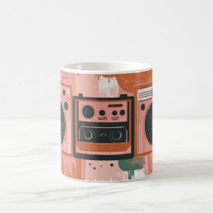 Caneca De Café Tocadores de cassete de rádio portátil estilo retr