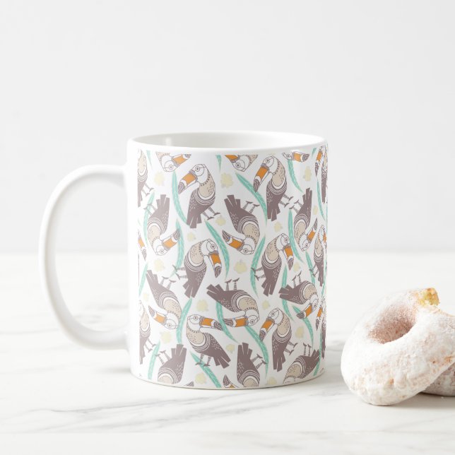 Caneca De Café Tócanos exóticos da moda (Com Donut)