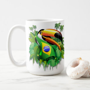 Caneca De Café Toco Toucan com bandeira do Brasil