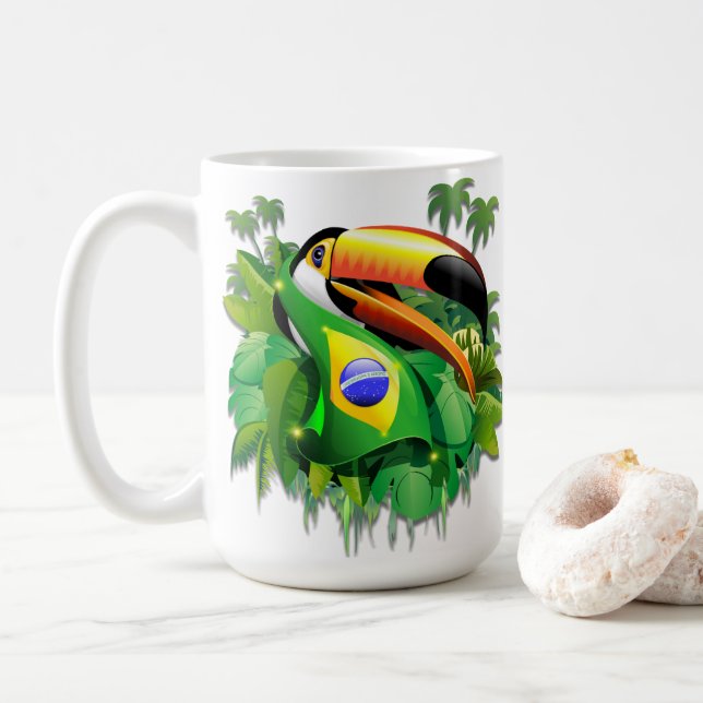 Caneca De Café Toco Toucan com bandeira do Brasil (Com Donut)