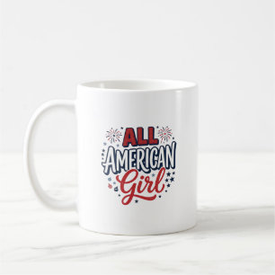 Caneca De Café Toda Garota Americana Desenho Vetorial Vintage Pat