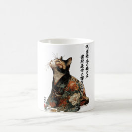 Caneca De Café "Todas as Coisas Mudam" Gato Japonês em Quimono Ar