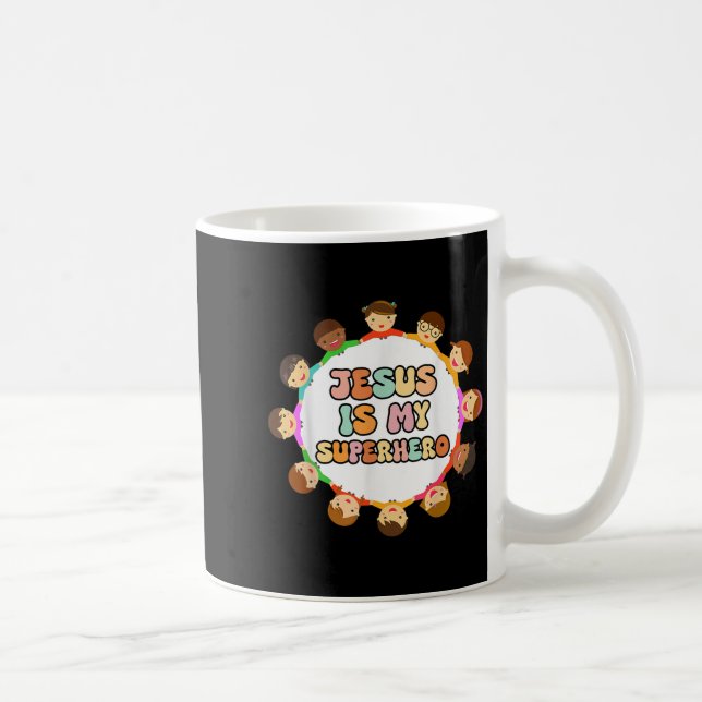 Caneca De Café Toddler Girls Jesus Is My Superhero Christian Sist (Direita)