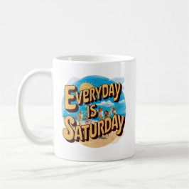 Caneca De Café Todo Dia é um Sábado Retro Praia