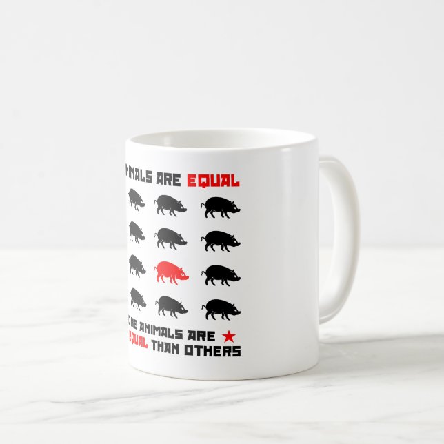 Caneca De Café Todos os animais são iguais a 2 (Frente Esquerda)