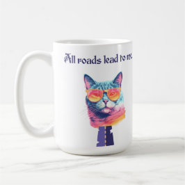 Caneca De Café Todos os Caminhos Levam a Mim Gato Engraçado 