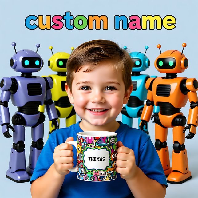 Caneca De Café Todos os robôs com seu nome (All robots with your name coffee mug)