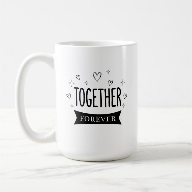 Caneca De Café Together Minimalist Typography Modern Unity & Fami (Esquerda)