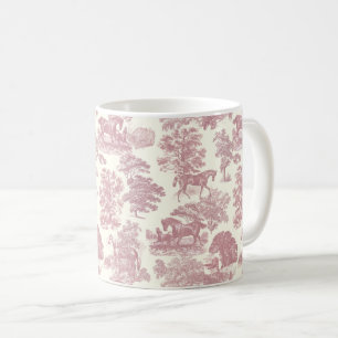 Caneca De Café Toile de árvores de cavalos rosa-chic, magro e ele