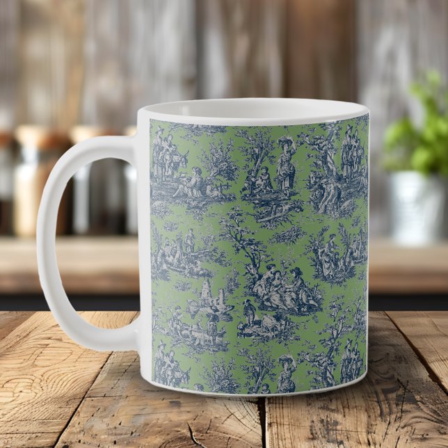 Caneca De Café Tóile de jouy azul-Elegante (Criador carregado)