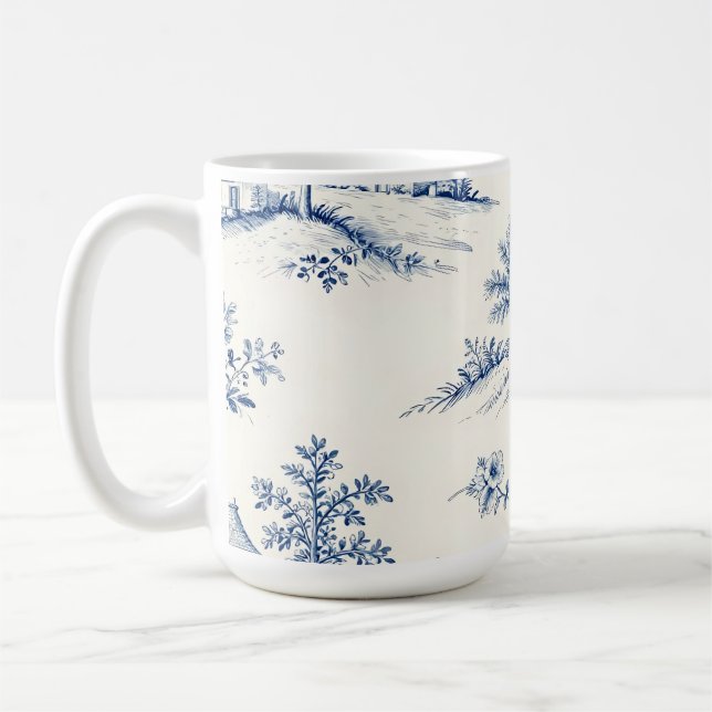 Caneca De Café Toile de Jouy Countryside Seamless Pattern (Esquerda)