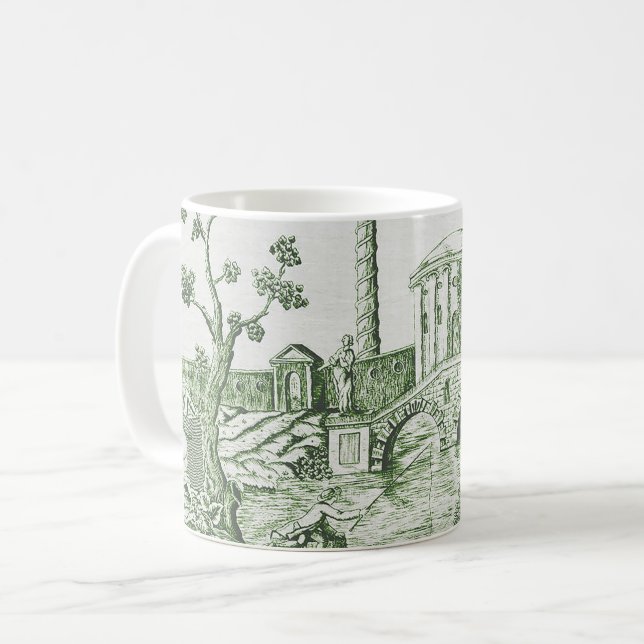 Caneca De Café Toile de Jouy Verde (Frente Esquerda)