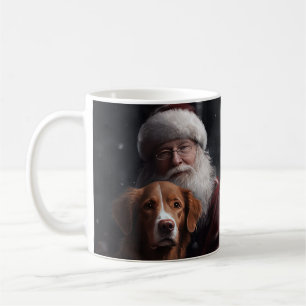 Caneca De Café Toller da Nova Escócia Com o Papai Noel Festivo
