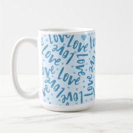 CANECA DE CAFÉ TOM DE AZUL MÃO DESENHADA AMOR DE VALENTIM