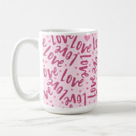 CANECA DE CAFÉ TOM DE ROSA DESENHADO À MÃO NO DIA DOS NAMORADOS A