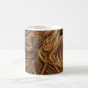 Caneca de Café Tom Lobo Abstrato em Tons Terrosos
