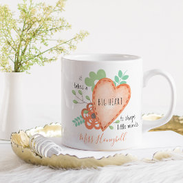 Caneca De Café Toma uma Citação de Coração Grande Doodle Laranja 