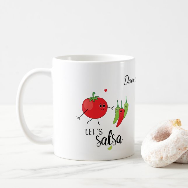 Caneca De Café Tomate dançante de Salsa e Comida de Chillies Grap (Com Donut)