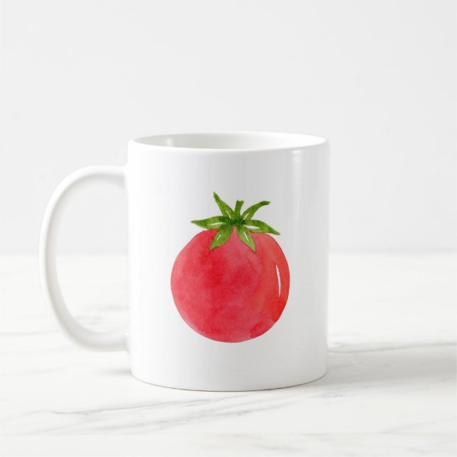 Caneca De Café Tomate de Aquarela (Esquerda)